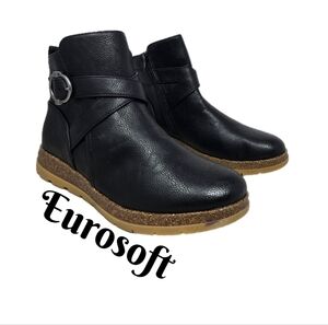 Eurosoft By Sofft Laelia Womens Ankle Boot Sz 9.5M Black Faux Leather Everyday